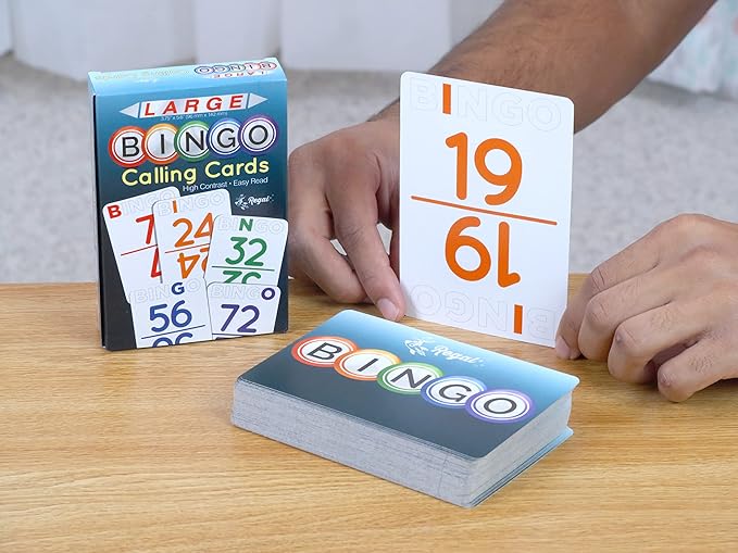 Regal Bingo Large Bingo Calling Cards Deck Reusable - Bingo Games for Family - 75 Playing Cards (B1 - O75)