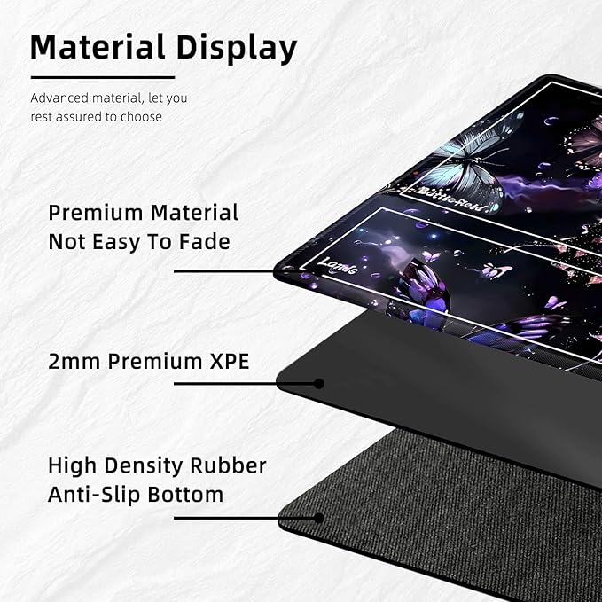 for MTG Playmat with Zones Storage Bag,for TCG Playmat and Playing Card Mat for Magic Board Games, Butterflies Non Slip Stitched Edges Game Mat, Rollable Foldable Card Playmats