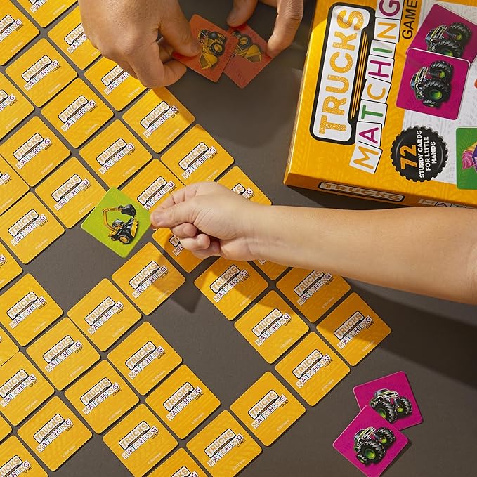 Hasbro Gaming Trucks Matching Game, Fun Preschool Board Game for 1+ Players, Memory Card Games for Kids, Set, Ages 3+ (Amazon Exclusive)