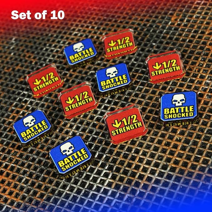 LITKO Upgrade Tokens | Compatible with Warhammer 10th Edition | Half-Strength | Battle Shocked | Wound | Movement | Modifier | WH40Kv10 (Half Strength/Battle Shocked)