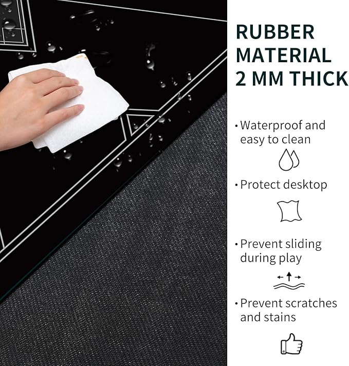 nuveti 24/31/39/47/55/63 inch Square Foldable 6-Player Texas Poker Card Tabletop Layout Portable Anti-Slip Rubber Board Game Mat Texas Hold'em Poker Mat for Family Game, Casino, Party
