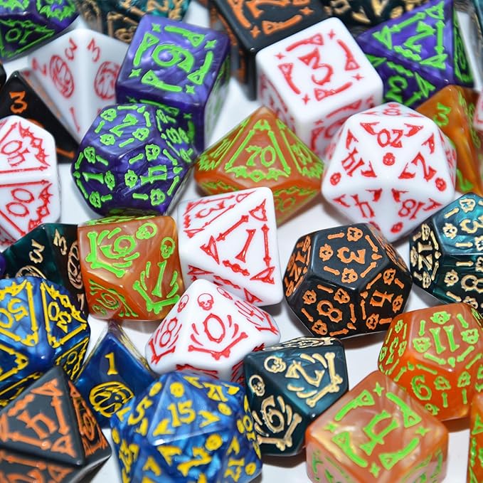 SmartDealsPro Double-Colors Polyhedral Dice Sets with Pouches for D&D DND RPG MTG Dungeon and Dragons Table Board Roll Playing Games D4 D6 D8 D10 D% D12 D20 (6-Color Retro Sets)