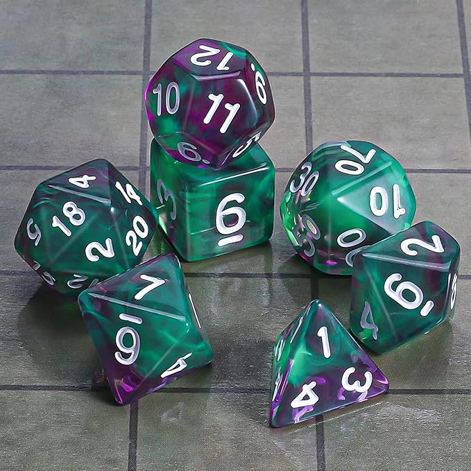 CiaraQ DND Polyhedral Dice Set with a Black Dice Bag for D&D RPG MTG Role Playing Table Games