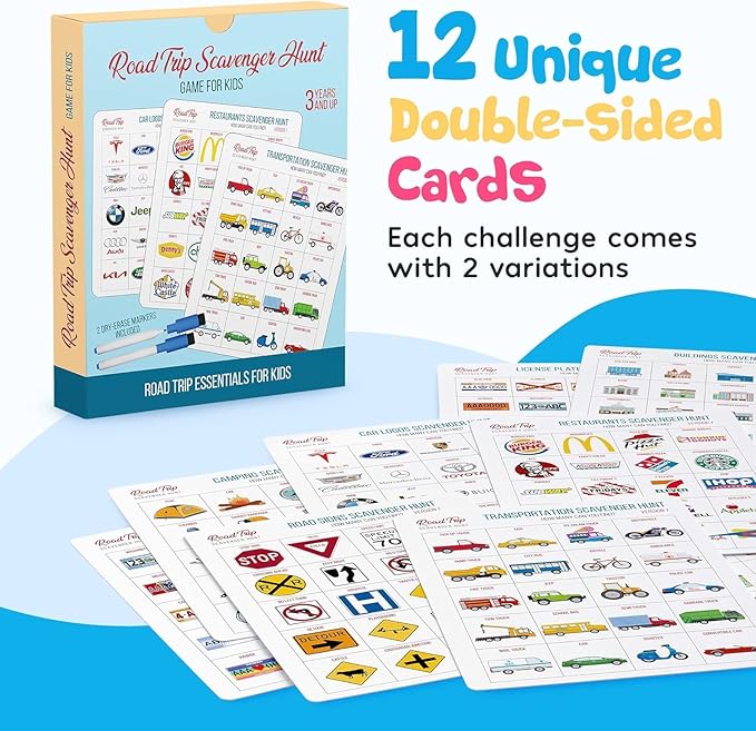 WELL BALANCED Car Bingo - Road Trip Essentials: Car Activities and Games for Kids Ages 4-8
