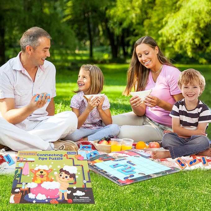 Match Pipe Puzzle Board Game,with Game Cards（30 Scenes）,Classic Path Planning Game,STEM Educational Toys,Family Game,Children's Day Gifts,Logic Labyrinth Games for Adults and Kids(2 Puzzles).