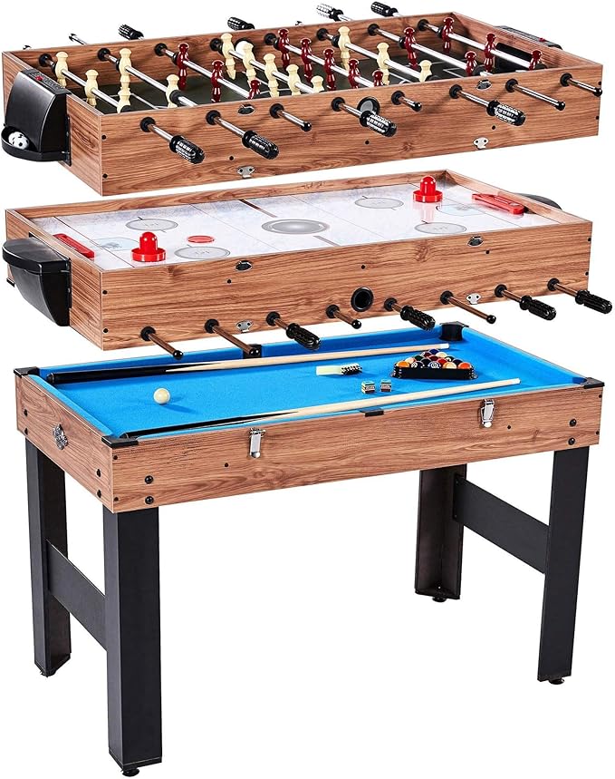 Lancaster 3 in 1 Sports Multigame, Pool Billiards, Slide Hockey, Foosball Game Table