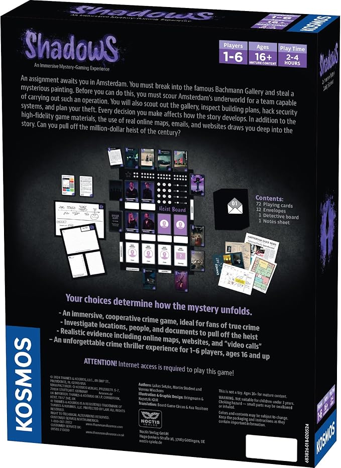 Masters of Crime: Shadows Murder Mystery Game | Art Heist | Co-op Game | 1+ Players | Ages 16+