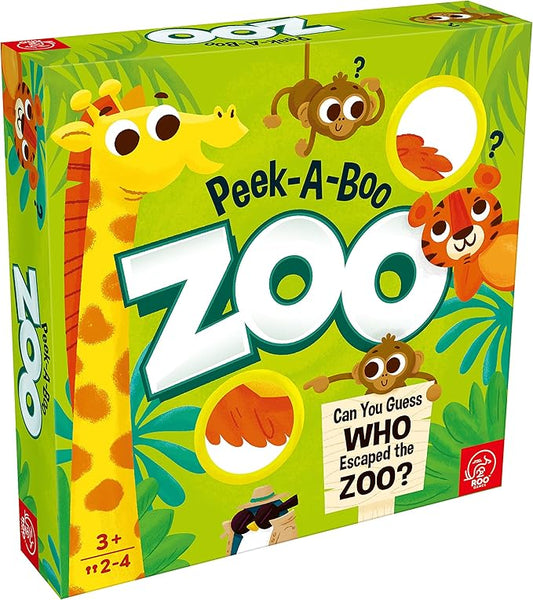 ROO GAMES Peek-A-Boo Zoo - Be The First to Discover The Missing Animal - for Ages 3+ - A Guessing Board Game for Toddlers and Families
