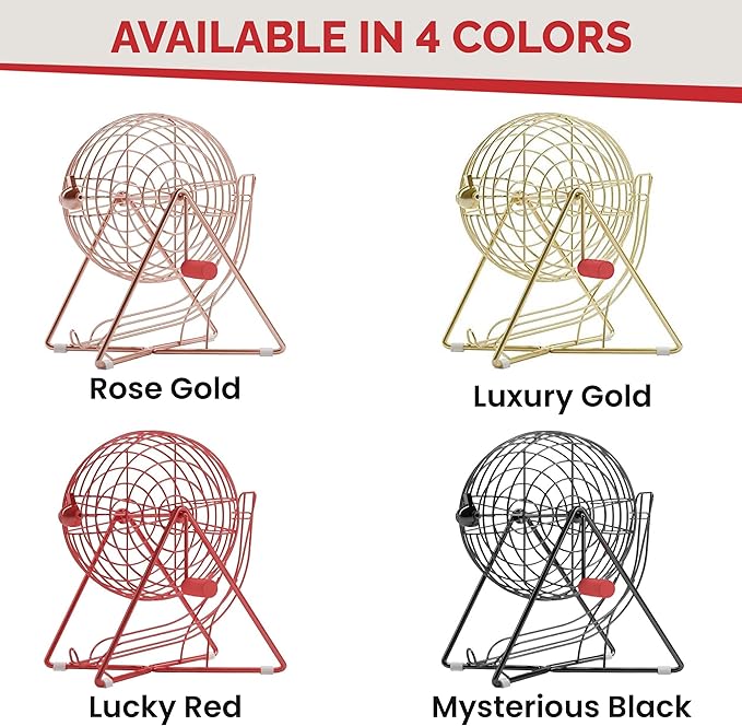 MR CHIPS Professional Steel 11" (Inch) Tall Bingo Cage Only - Lucky Red Color