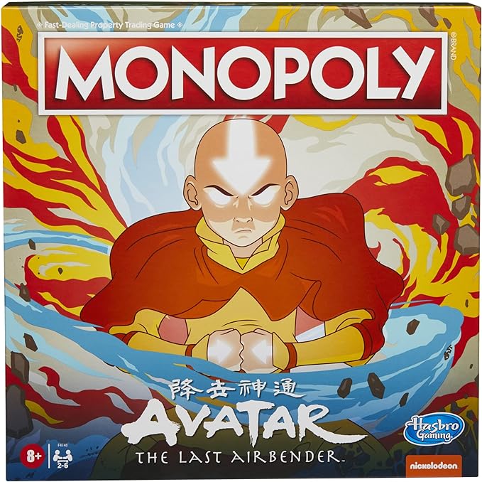 Hasbro Gaming Monopoly: Avatar: Nickelodeon The Last Airbender Edition Board Game for Kids Ages 8 and Up, Play as a Member of Team Avatar (Amazon Exclusive)