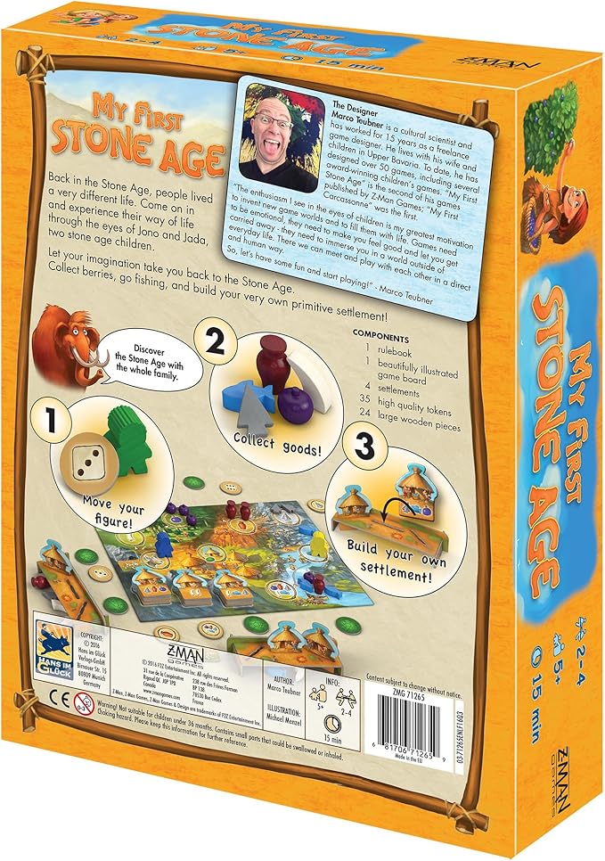 My First Stone Age Board Game - Fun, Educational Prehistoric Adventure! Resource Management Strategy Game, Family Game for Kids & Adults, Ages 5+, 2-4 Players, 15 Minute Playtime, Made by Z-Man Games