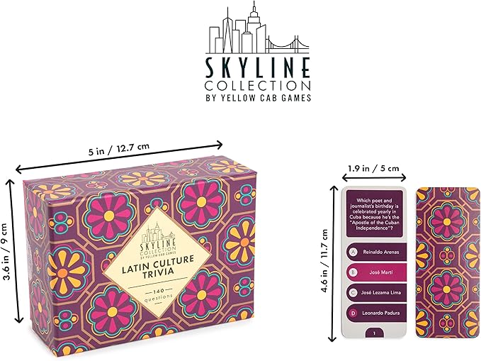 Skyline Collection Trivia Set - Latin Culture Trivia, 140 Question Cards - Game Night Entertainment for Families & Friends