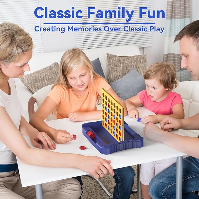 Pup Go 4 in a Row Game Large, Board Game for Kids, Four in a Line, Line Up 4, Classic Family Fun Games for 3 4 5 6 7 8 9+ Year Old Children Boys Girls Adults Yellow (6 Spare Discs Included)