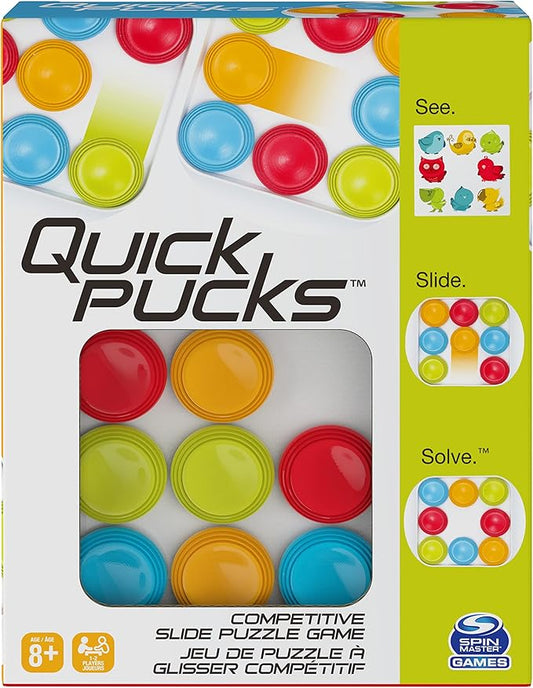 Quick Pucks, Pattern Matching On-The-Go Puzzle Game, for Adults and Kids Ages 8 and up