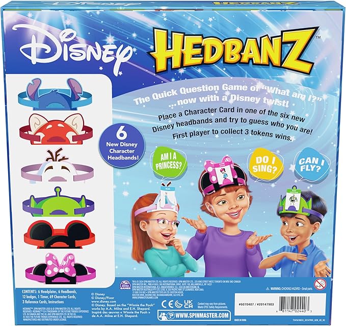 Spin Master Games, Disney Hedbanz, The Hilarious Meme Picture Guessing Game with Popular Disney Characters, 2-6 Players for Ages 6 & Up