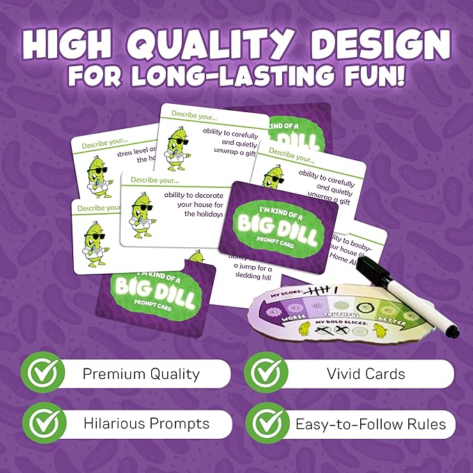 I'm Kind of a Big Dill — Hilarious Party Card Game for Adults & Teens — Perfect for Game Night & Parties — Bluffing, Guessing & Exaggeration with Tokens for Friends & Family Fun!
