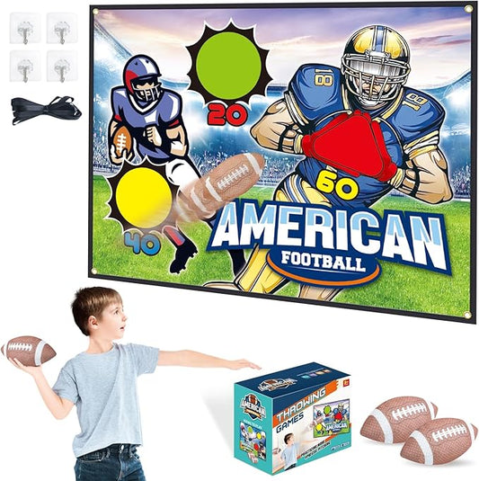 Football Toss Games Set - Backyard/Outdoor/Indoor Mini Throwing Target Toy with Sticky Goal for Football - Birthday Gift Toys for Kids