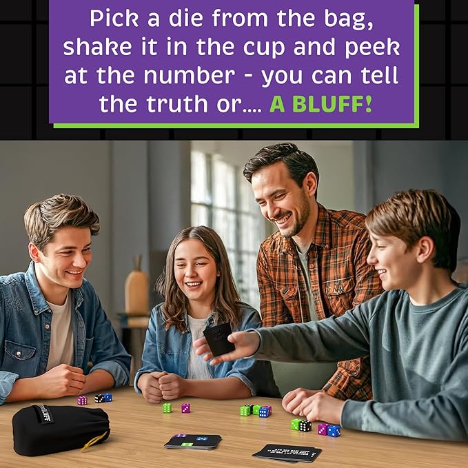 Cuff The Bluff - Fun Bluffing Dice & Card Game for Family Game Nights, Ideal for Kids, Teens & Adults, Gifts for Ages 12 and Up, Endless Laughter & Strategy