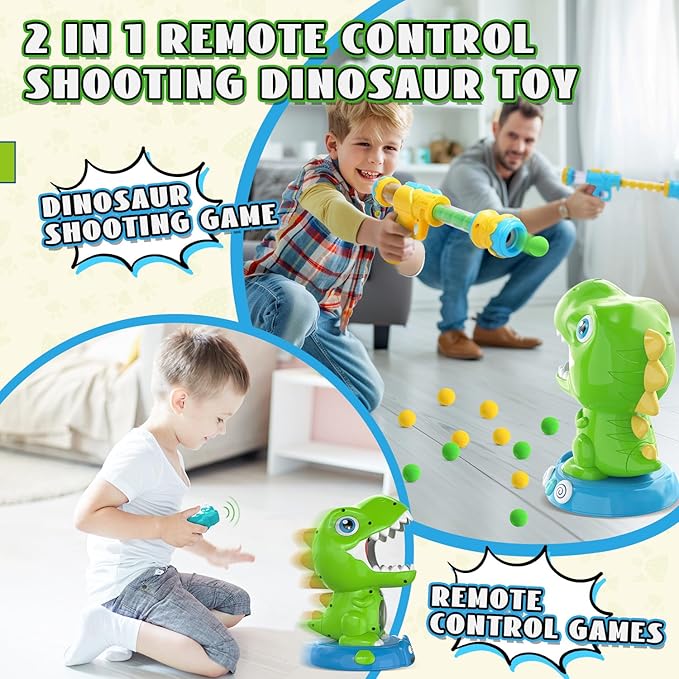 EagleStone Remote Control Movable Shooting Dinosaur Toys for Kids 3-5,5-7,Electronic Dino Shooting Game with Spay & Auto Scoring, Light & Sounds,Party Favors,Toys for 3,4,5 6,7 8 Year Old Boys& Girls