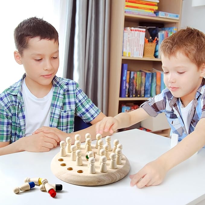 Wooden Memory Chess Matching Game: A Family Board Game Suitable for Children and Adults, Puzzle Toys Suitable for Ages 3, 4, 5, and 6, Birthday Gifts for Boys and Girls