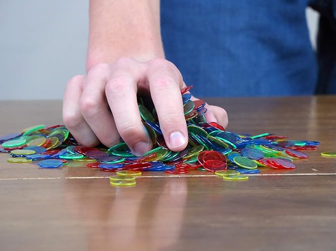 Regal Bingo Plastic Bingo Chips 1000 Pcs - Clear Transparent Counters Game Chips Set for Board Game - Fun Bingo Night - 3/4 Inch Assorted Colors