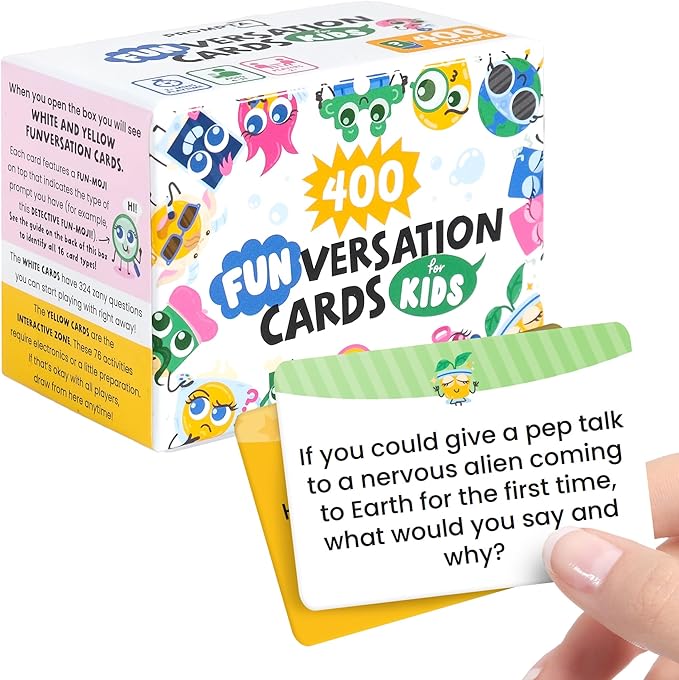 400 Interactive & Unique Conversation Prompts for Kids Ages 6-11 – Children & Parents – Deepen Connections – Game Night, Classroom & Road Trip Activities – 2.5" x 1.75" Sized Cards
