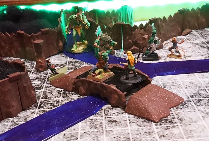 Waterways Rivers Kit - Mini Dungeon Castle Cavern DND Terrain for Tabletop RPGs, Dungeons & Dragons, Pathfinder, War Gaming, and More! - by DCD (40pcs, 8ft Long)