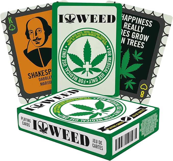 AQUARIUS Weed Playing Cards - Weed Themed Deck of Cards for Your Favorite Card Games - Weed Merchandise & Collectibles - Poker Size with Linen Finish