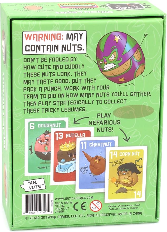 Mustachio- Mustaches Now Included, a Strategy Game of Trickery and Scheming Nuts, Funny Board Games for Teens and Family Night, Card Game for 2-6 Players