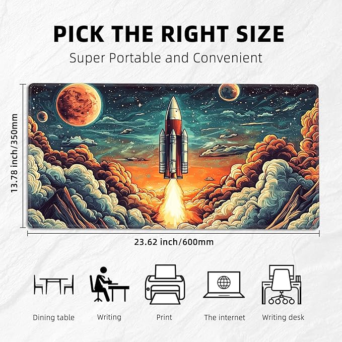 for MTG Playmat with Zones Storage Bag, for TCG Playmat and Playing Card Mat for Magic Board Games, Rocket Launch Non-Slip Stitched Edges Game Mat, Rollable Foldable Card Playmats