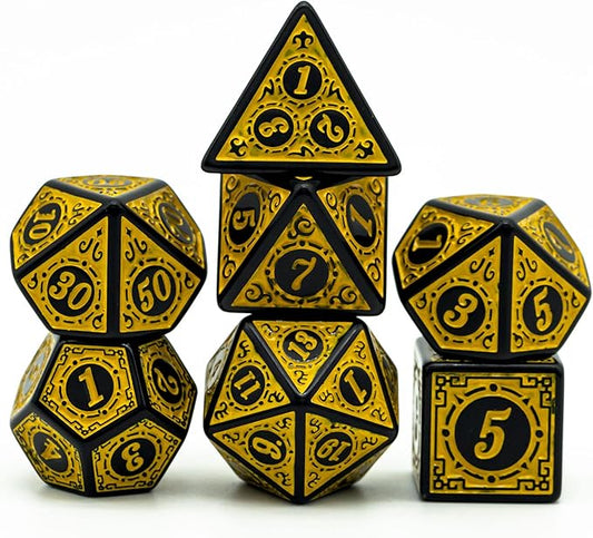 Dice Set D&D-DND Polyhedral Dice (7 Pcs) with Gift Dice Bag for Dungeons and Dragons Role Playing Dice Games RPGs (Dice-Yellow with Black Edge)