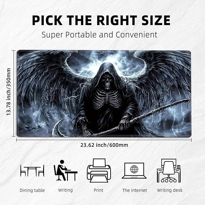 for MTG Playmat with Zones Storage Bag,for TCG Playmat and Playing Card Mat for Magic Board Games, Scary Skeleton Non Slip Stitched Edges Game Mat, Rollable Foldable Card Playmats