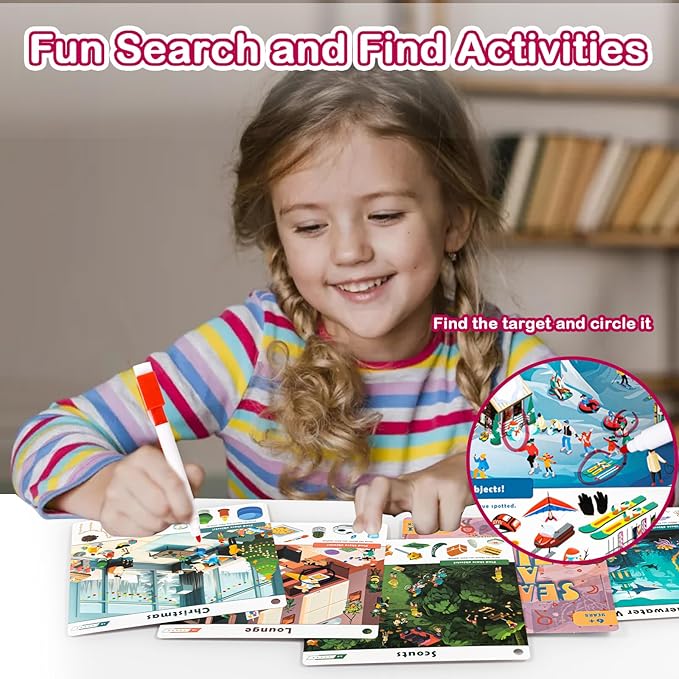 Tichgeim Search and Find Educational Game for Kids Ages 6-8, Seek and Find Games for Toddlers, Kindergarten Look and Find Activity Gifts for 3-5 Boys Girls