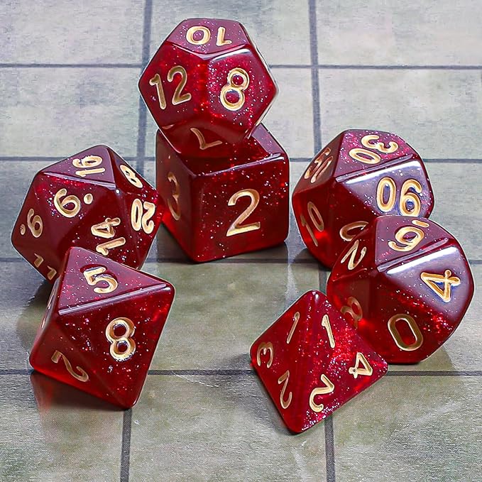 CiaraQ DND Polyhedral Dice Set with a Black Dice Bag for D&D RPG MTG Role Playing Table Games
