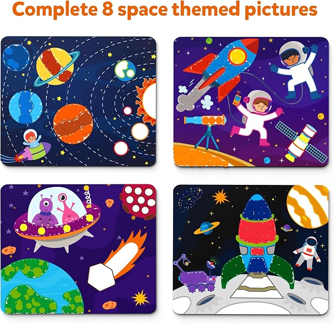 Skillmatics Dot It Sticker Art Activity - Space, Mess-Free Fun for Kids, 500+ Stickers, Craft Kits, DIY Scrapbooking Activity, Travel Toys, Gifts for Boys & Girls Ages 3, 4, 5, 6, 7