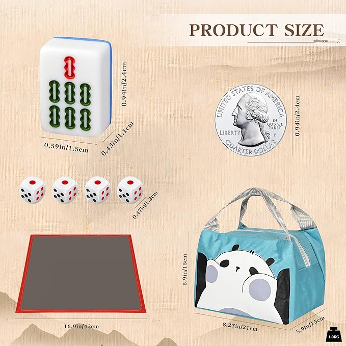 Traditional Mini Chinese Mahjong Game Set 144 Tiles, with Portable Handbag, Tile Size - 2.4 * 1.5 * 1.1 cm (1.0 * 0.6 * 0.5 inches)(中国蓝色麻将)