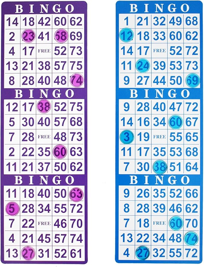 Yuanhe Bingo Paper Game Cards - 3 Cards - 100 Sheets in Mixed Colors
