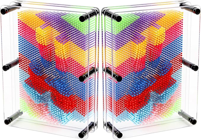 Hacaroa 2 Pack 3D Pin Art Toy, 8"x6" Plastic Pin Art Board Game Sensory Toy, Sculpture Craft Fun Creativity for Kids, Adults, Home, Office Decoration, Multicolor