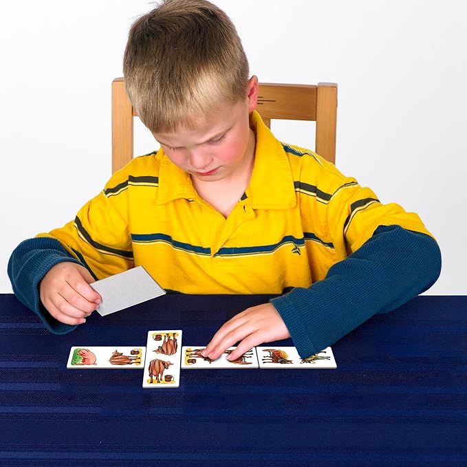 Farm Animal Dominoes - Outset Media, Classic Matching Card Game, No Reading Required, Childen & Preschoolers, Ages 3+