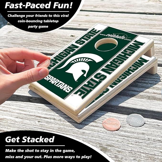 Tabletop Cornhole Game Set | Officially Licensed College Mini Football Cornhole Board Game | Includes Coins