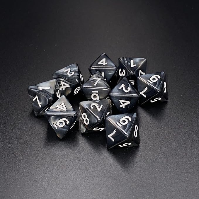 10 Pieces D8 Polyhedral Dice Set - 8 Sided Dice with Numbers | Ideal for Board Games, Classroom Activities, Party Table & Gaming Fun (Color: Black, Size: 1.6cm/0.63in)
