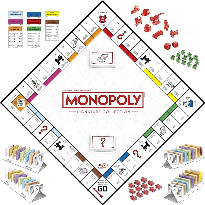 Monopoly Signature Collection Family Board Game for 2 to 6 Players, Premium Packaging and Components, in-Box Storage, Family Game for Ages 8+