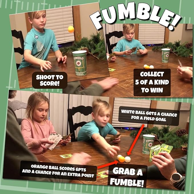 Fumble! Football Card and Pong for Adults and Kids 6+ | Cup Pong | Fun Football Card Game