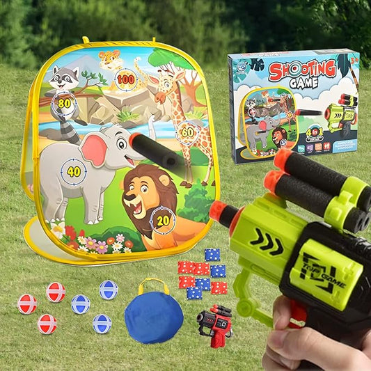 4 in 1 Portable Party Toys, Kids Bean Bag Throwing Games, Boys Shooting Toy Guns, Indoor and Outdoor Toys for 3 4 5 6 7 8 9 Year Old Boys and Girls, Birthday