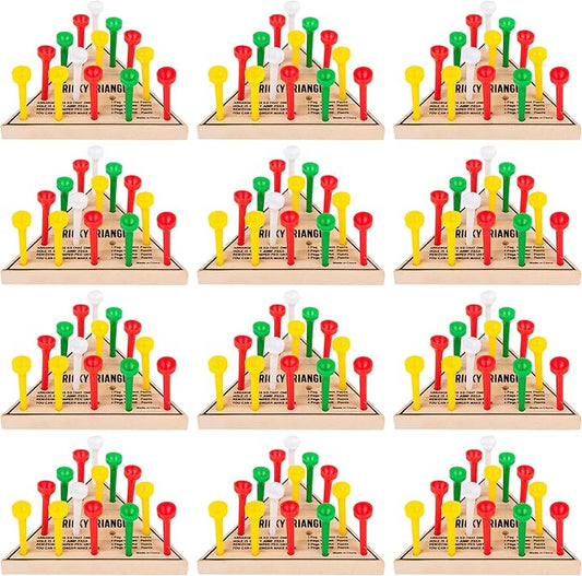 12 Pack - Wooden Triangle Peg Board Game - Retro Mini Travel Game