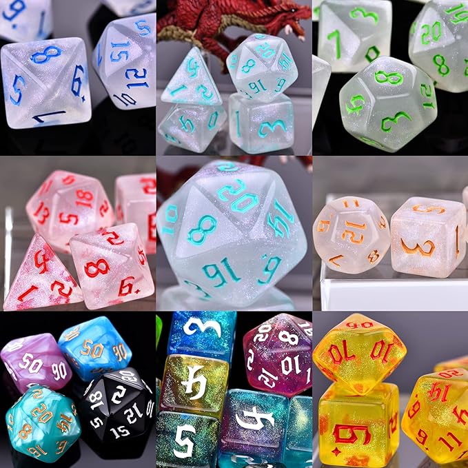 RPG Dice Sets 30 X 7-Die DND Polyhedral Dice (210pcs) with a Large Drawstring Bag for Dungeons and Dragons Tabletop Role Playing Games