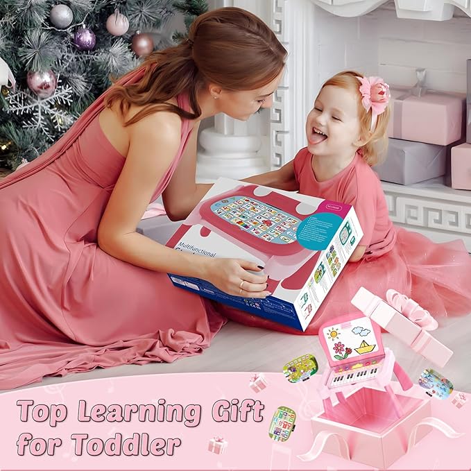 Learning Activity Table for 2-4 Year Old Girl Gifts, Kids Learning Writing Drawing Board, Christmas Birthday Gifts for 2 3 4 5 Years Old Girls, Educational Toy Gifts for Toddlers