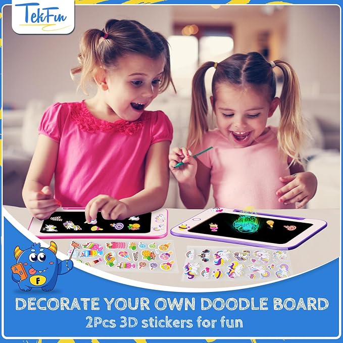 TEKFUN 8.5-Inch LCD Writing Tablet for Kids - Doodle Board with Stickers, Drawing Tablet Gift for 3-6 Year Old Girls and Boys (Purple)