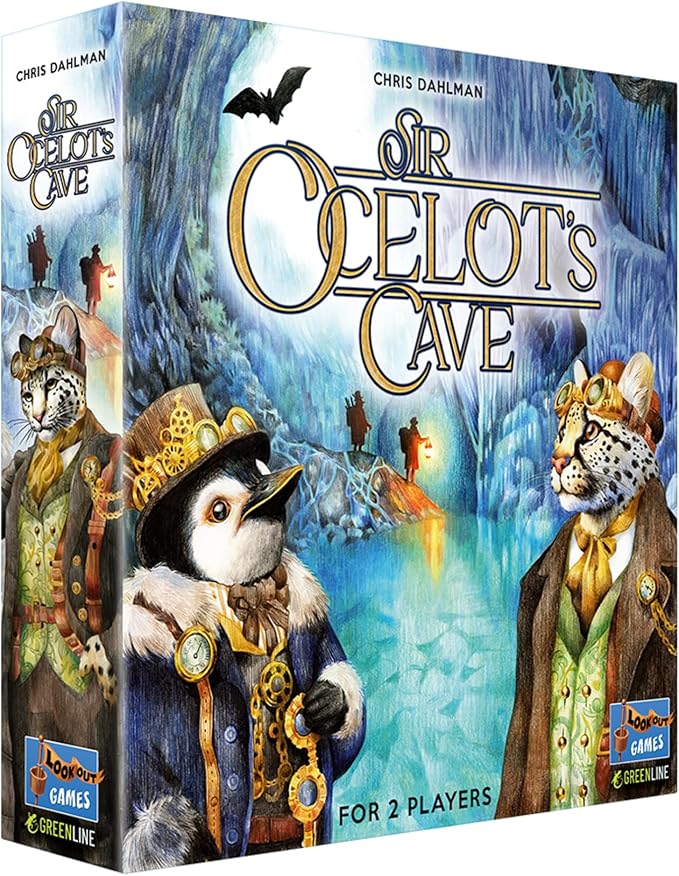 Sir Ocelot's Cave Board Game - Treasure Hunting and Gem Collecting Strategy Game, Fun for Families, Kids & Adults, Ages 8+, 2 Players, 20 Minute Playtime, Made by Lookout Games