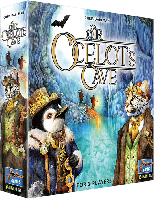 Sir Ocelot's Cave Board Game - Treasure Hunting and Gem Collecting Strategy Game, Fun for Families, Kids & Adults, Ages 8+, 2 Players, 20 Minute Playtime, Made by Lookout Games